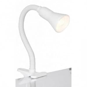 Desk Partner Single Light White Desk Table Lamp With Flexi Clip - UK